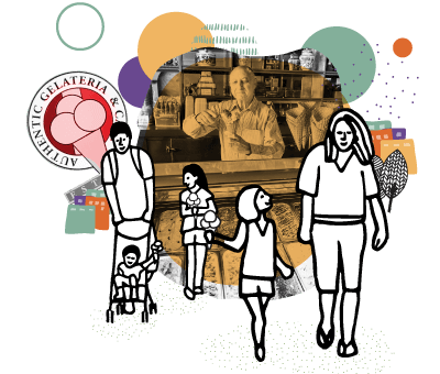 families having ice cream graphic